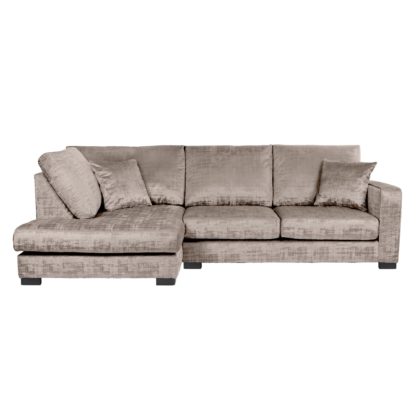 An Image of Carson Distressed Velvet Left Hand Corner Sofa Grey