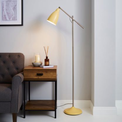 c43fbf31f36c9744aacb6407ff4d64d970b5726367eed13a0b8e633dff91d0f4.jpg An Image of Robson Ochre Lever Arm Floor Lamp Ochre