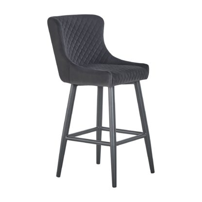 An Image of Montreal Velvet Bar Stool Charcoal