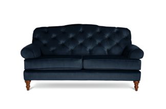 An Image of Habitat Valerie 2 Seater Velvet Sofa - Ink Indigo