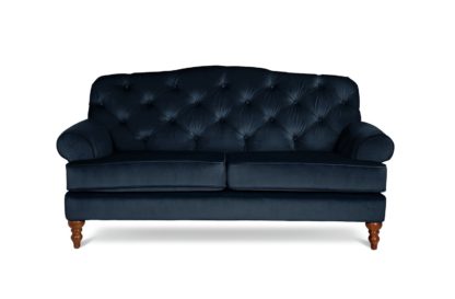 An Image of Habitat Valerie 2 Seater Velvet Sofa - Ink Indigo