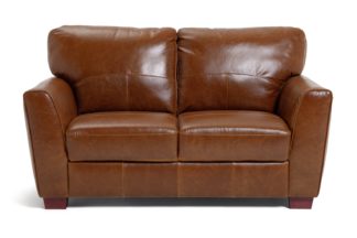 An Image of Habitat Milford 2 Seater Leather Sofa - Tan