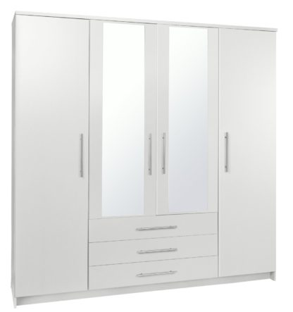 An Image of Argos Home Normandy 4 Door 3 Drawer Mirror Wardrobe - White