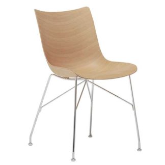 An Image of Kartell Smartwood Dining Chair Light Wood