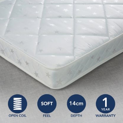 c759224eb7ec70a10b7580edb5895ba1cbcadcabd78854496fa0db5ef5332e6c.jpg An Image of Fogarty Little Sleepers Soft Medium Water Resistant Open Coil Mattress White