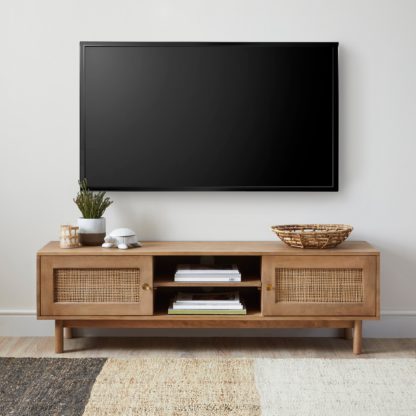 An Image of Indi Wide TV Stand Wood (Brown)