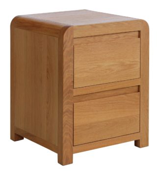 An Image of Habitat Novara 2 Drawer Bedside Table - Oak & Oak Veneer