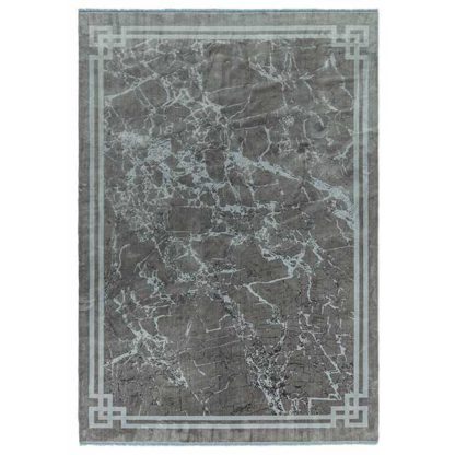 An Image of Zadana Rug Silver with border