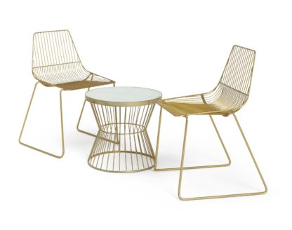 An Image of Habitat Huxley 2 Seater Metal Bistro Set - Brass