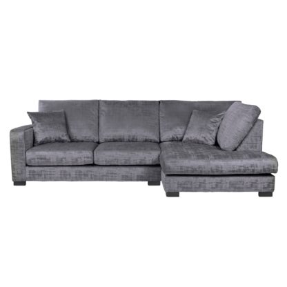 An Image of Carson Distressed Velvet Left Hand Corner Sofa Grey