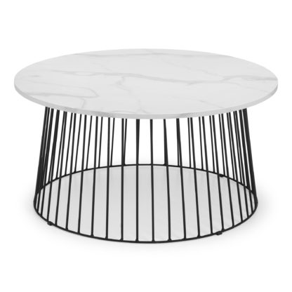 An Image of Broadway Round White Marble Coffee Table White