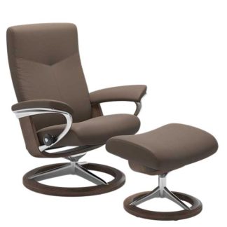 An Image of Stressless Large Dover Signature Chair Stool Batick Mole and Walnut