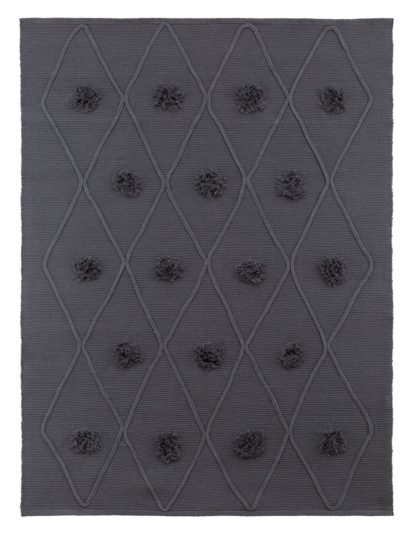 An Image of Argos Home Pom Pom Hand Woven Rug - 120x160cm - Grey