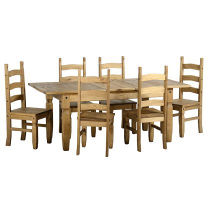 An Image of Corona Extending 6 Seater Dining Set Natural