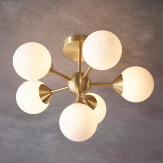 An Image of Elberton 6 Light 43cm Flush Chandelier Brass