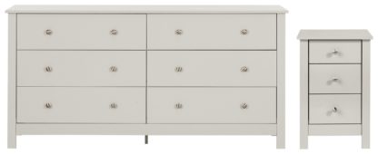 An Image of Habitat Osaka Bedside & 3+3 Drawer Chest Set - Soft Grey