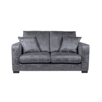 An Image of Carson Distressed Velvet 2 Seater Sofa Grey