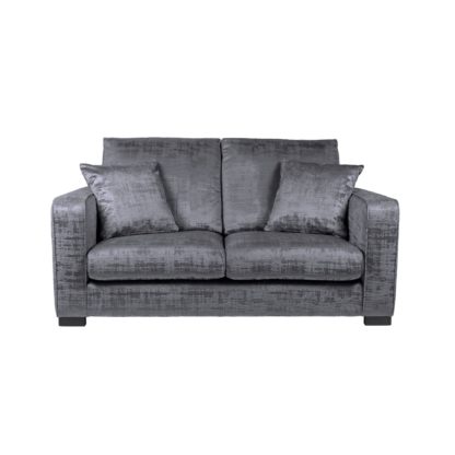 d3f8deb4589464c7e3715be4f56e9aa31c825876e477e4af54141a70ba3db7b8.jpg An Image of Carson Distressed Velvet 2 Seater Sofa Grey