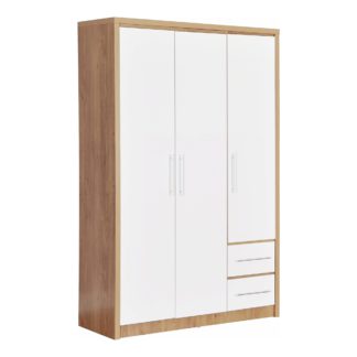 An Image of Seville 3 Door 2 Drawer White Wardrobe White