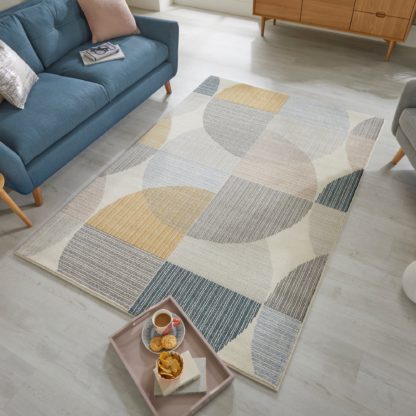 An Image of Centro Circles Rug Centro Circles Grey Ochre