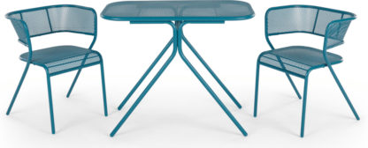 An Image of MADE Essentials Tice Garden Compact Bistro Set, Teal