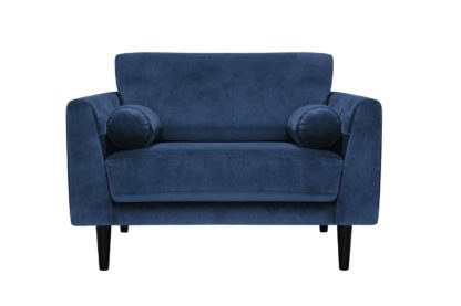 An Image of Habitat Jackson Velvet Cuddle Chair - Blue