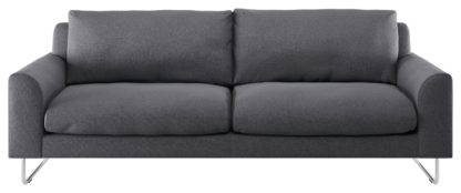 An Image of Habitat Lyle 3 Seater Fabric Sofa - Charcoal