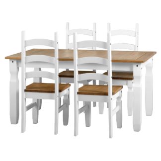 An Image of Corona White 4 Seater Dining Set White