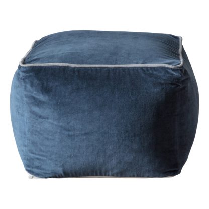 An Image of Martello Navy Velvet Pouffe Navy