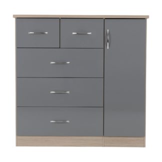 An Image of Nevada Grey 5 Drawer Compact Wardrobe Grey