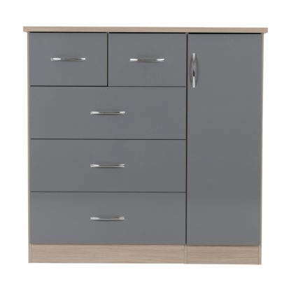 An Image of Nevada Grey 5 Drawer Compact Wardrobe Grey