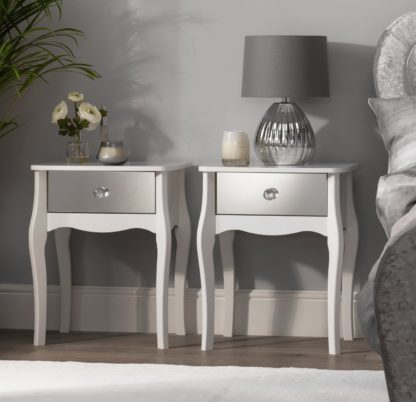 An Image of Argos Home Amelie 2 Mirrored Bedside Tables Set - White