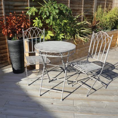 An Image of Foldable 2 Seater Wrought Iron Grey Bistro Set Grey