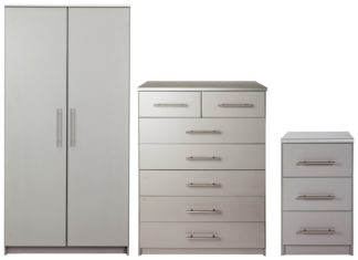 An Image of Argos Home Normandy 3 Piece 2 Door Wardrobe Set - Grey