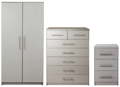 An Image of Argos Home Normandy 3 Piece 2 Door Wardrobe Set - Grey