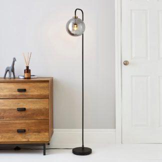 An Image of Tanner Black and Glass Floor Lamp Black