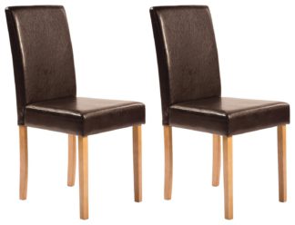 An Image of Argos Home Pair of Faux Leather Dining Chairs - Chocolate