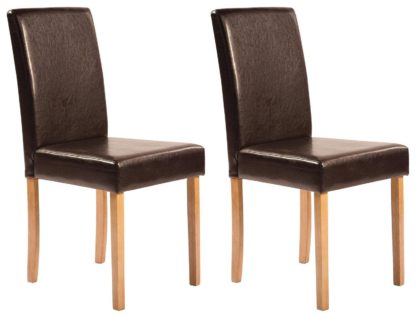 An Image of Argos Home Pair of Faux Leather Dining Chairs - Chocolate