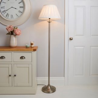 An Image of Reeded Satin Nickel Floor Lamp Ivory