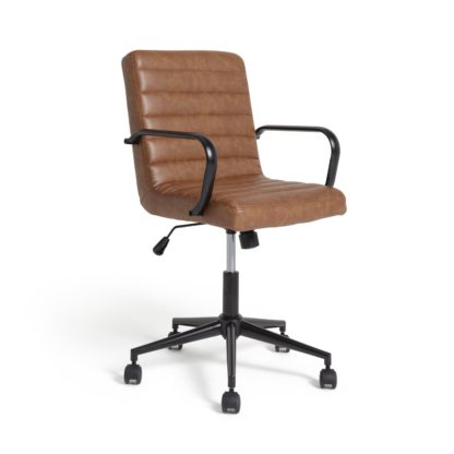 An Image of Habitat Alvar Faux Leather Office Chair - Tan