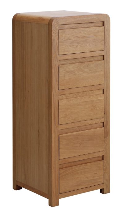 An Image of Habitat Novara 5 Drawer Tallboy - Oak & Oak Veneer