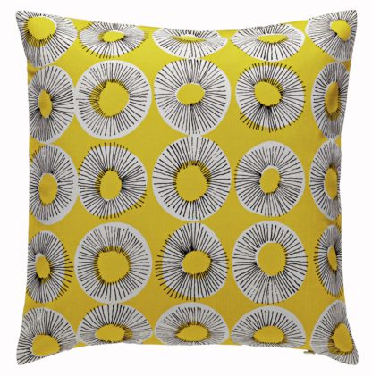 An Image of Habitat Evelyn 45 x 45cm Patterned Cushion - Yellow