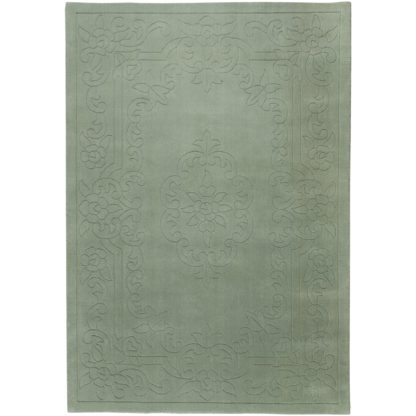 An Image of Traditional Sage Wool Rug Green