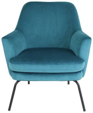 An Image of Habitat Celine Velvet Accent Chair - Teal