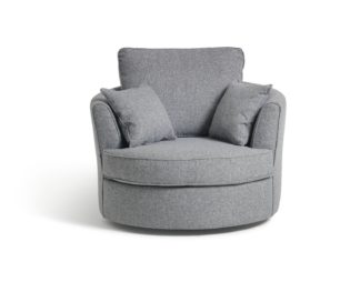 An Image of Habitat Milford Fabric Swivel Chair - Grey
