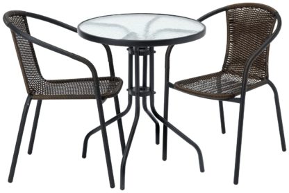 An Image of Argos Home 2 Seater Rattan Effect Balcony Set - Brown