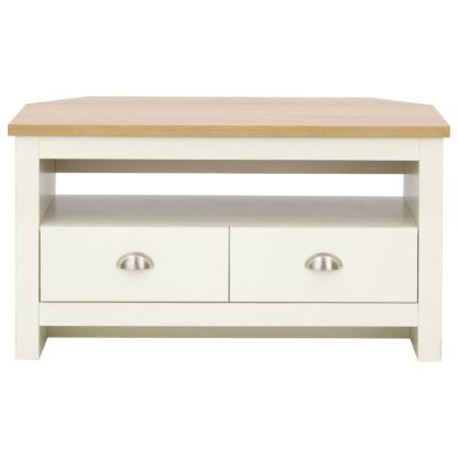 An Image of Lancaster Corner TV Stand Grey and Brown