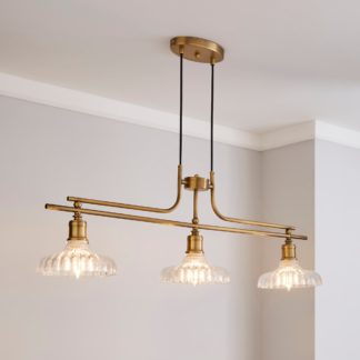 An Image of Colt 3 Light Diner Antique Brass Ceiling Fitting Gold