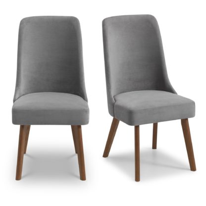 An Image of Huxley Set of 2 Dining Chairs Grey Chenille Grey