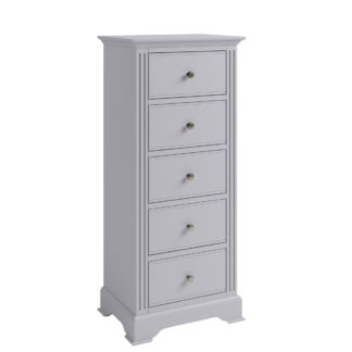 An Image of Pewter Grey 5 Drawer Narrow Chest Moonlight Grey